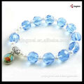 10mm light blue elastic crystal bead rosary bracelet